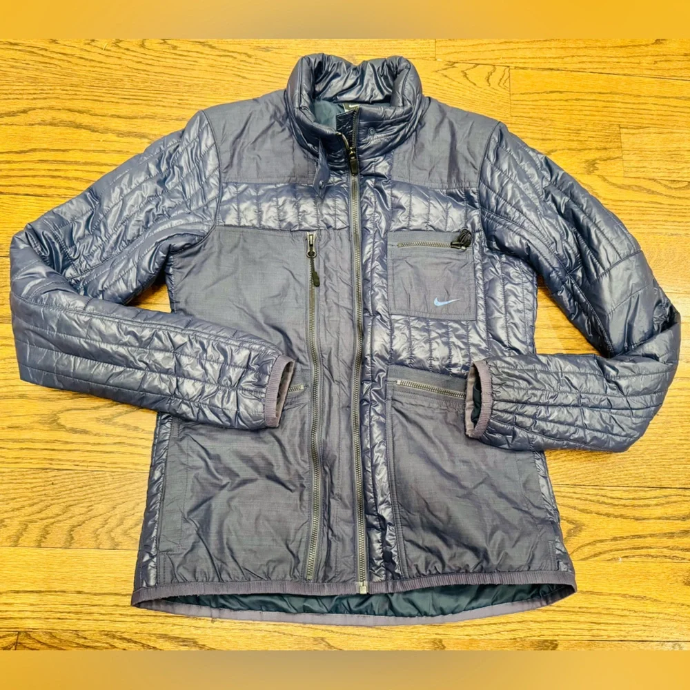 Nike Men’s Medium Lightweight Quilted Insulated Jacket Blue Full Zip
